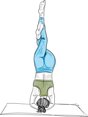 Yoga pozisyonunda kadın egzersizi. Seksi vücut, meditasyon, egzersiz, esneme, asana