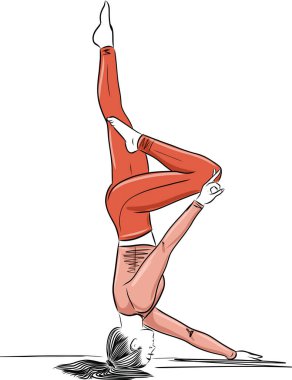 Yoga pozisyonunda kadın egzersizi. Seksi vücut, meditasyon, egzersiz, esneme, asana