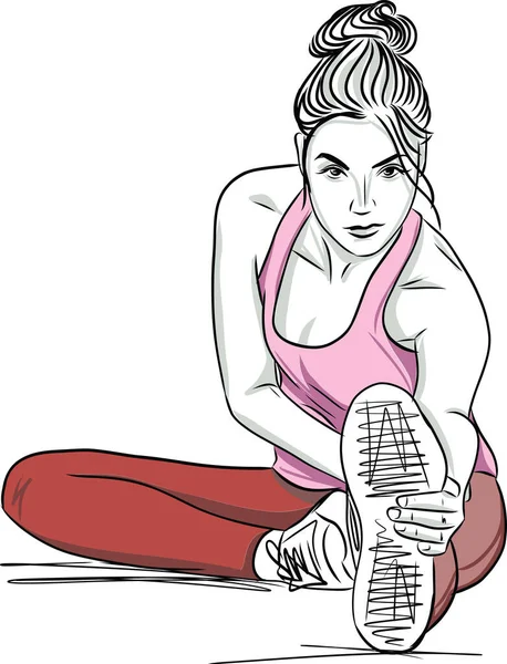 Mladá Sportovní Žena Protahuje Tělocvičně Zdravé Tělo Meditace Žena Dělá — Stockový vektor