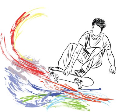 Paten parkındaki rampada kickflip yapan patenci, dışarıda havalı patenci eğitimi alıyor.