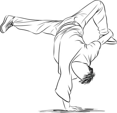 Erkek dansçı hip hop breakdance yapıyor. Dansçı hiphop yapıyor. Serbest stil sokak dansı sanatçısı. Kentsel parti için modern, çağdaş hareketler.