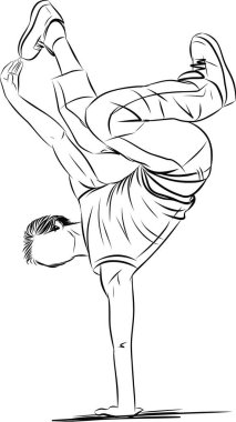 Erkek dansçı hip hop breakdance yapıyor. Dansçı hiphop yapıyor. Serbest stil sokak dansı sanatçısı. Kentsel parti için modern, çağdaş hareketler.