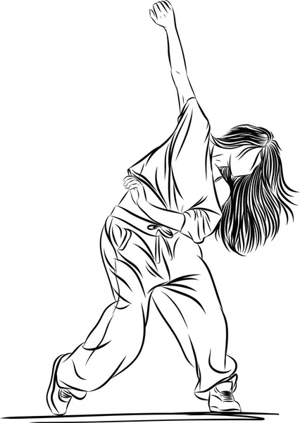 Танцівниця Виконує Хіп Хоп Виконавець Вільному Стилі Вуличного Танцю Молода — стоковий вектор