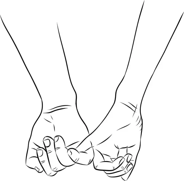 两只手牵着手的小团体 概念浪漫支持爱情 矢量图解 免版税图库矢量图片