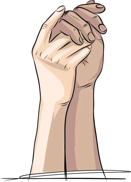 二人の異人種間の人間の手が互いに握り合っている コンセプトロマンスは 人種差別に対する愛 団結をサポートしています 多民族カップルベクターイラスト ロイヤリティフリーのストックイラスト