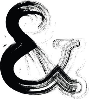 Yıpranmış harf baskı desenli desenli yazı tipi. Eşsiz tasarım yazı tipi. Ampersand Sembolü. Vektör İllüstrasyonu.