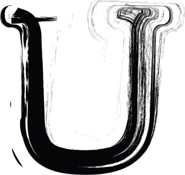 Yıpranmış harf baskı desenli desenli yazı tipi. Eşsiz tasarım yazı tipi. U harfi vektör illüstrasyonu.