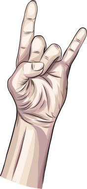 Jest sembolü üzerinde taş. Ağır metal el hareketi, şeytan boynuzları işaret işaret hareket çizgisi sanat ikonu