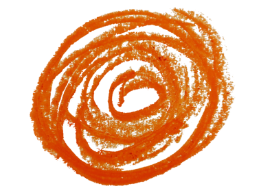 Şeffaf arkaplan üzerine renkli soyut çocuk çizimi