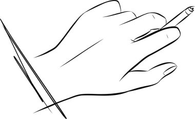 Sigara içen el ele tutuşmalar, duman konsepti simgesi. Basit element çizimi. Duman konsepti ana hatlı sembol tasarımı