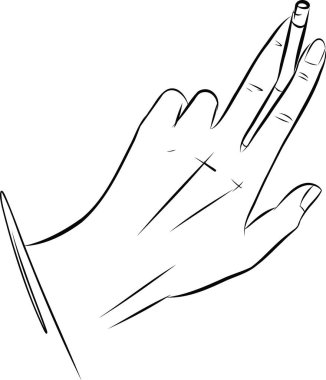 Sigara içen el ele tutuşmalar, duman konsepti simgesi. Basit element çizimi. Duman konsepti ana hatlı sembol tasarımı