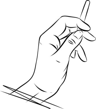 Sigara içen el ele tutuşmalar, duman konsepti simgesi. Basit element çizimi. Duman konsepti ana hatlı sembol tasarımı