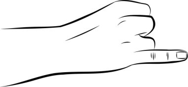 El İşareti dili alfabesi işaretleri, sağır-dilsizler el dili, el işareti işareti harfi J, vektör çizgisi çizimi