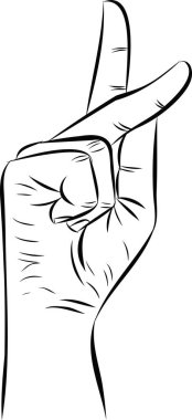 El İşaret dili alfabesi işaretleri, sağır-dilsizler el dili, el işareti harfi K, vektör çizgisi çizimi