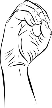 El İşareti dili alfabesi, sağır-dilsiz el dili, el işareti harfi O, vektör çizgisi illüstrasyonu