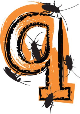 Illustration of letter filled with cockroaches and bugs. Letter q clipart