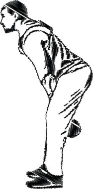 Kol halteriyle egzersiz yapan bir adamın dijital çizimi. Sanatsal illüstrasyon, güç, hareket ve fitness eğitimini yakalar. Spor, sağlık ve spor amaçlı tasarımlar için mükemmel.