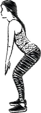 Esneme egzersizi yapan bir kadının tasviri. Fitness, sağlık ve sağlıkla ilgili tasarımlar için mükemmel.