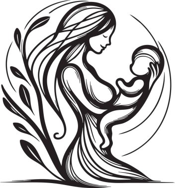 Bir annenin bebeğini kucağına alması, sevgiyi, ilgiyi ve aile bağını sembolize eder. Annelik ve aile teması için ideal..