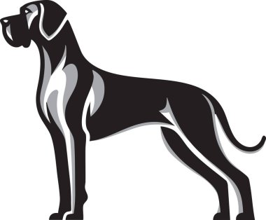 Büyük bir Danimarkalı 'nın çarpıcı ve sanatsal bir tasviri, uzun boylu, zarif gövdesini ve nazik tavrını gözler önüne seriyor, büyük cinsleri veya sadık hayvanları kutlamak için mükemmel bir tasarım..