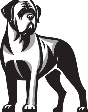 Bir İngiliz Mastiff 'inin tasviri, devasa yapısını ve nazik doğasını ön plana çıkarıyor, evcil hayvanlardaki gücü ve sadakati kutlamak için ideal bir tasarım..