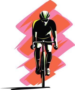 Hareket halindeki bir bisikletçinin, atletizmi ve hızı gösteren bir çizimi