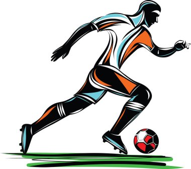 Hareket halindeki bir futbolcunun topa dinamik hareket çizgileriyle vuruşunun gösterimi.