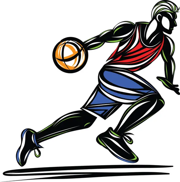 Bir basketbol oyuncusunun stilize edilmiş illüstrasyonu