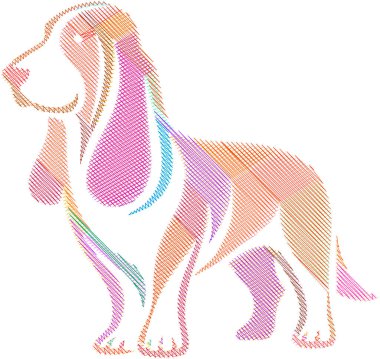 Uzun kulaklı ve sarkık suratlı Basset Hound köpeği tasviri. Evcil hayvan temalı projeler, tasarım şablonları, hayvan severler ve köpek içeriği için mükemmel