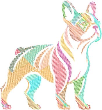 Yarasa kulaklı ve kaslı bir Fransız Bulldog 'unun şık bir çizimi. Evcil hayvan tasarımları, markalaşma, baskılar ve eğitim materyallerinde kullanım için ideal.