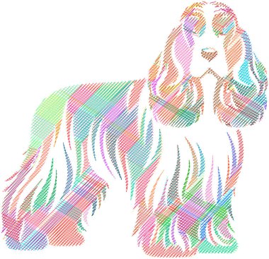 Amerikan Cocker Spaniel köpeğinin sevimli ve canlı bir tasviri. Evcil hayvan temalı tasarımlar, çocuk kitapları ya da neşeli markalaşma projeleri için mükemmel..