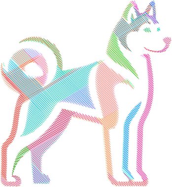 Sibirya Husky 'sinin canlandırılması, enerjik ruhunu ve çarpıcı özelliklerini yansıtıyor, maceracı ve evcil hayvan temalı tasarımlar için ideal..