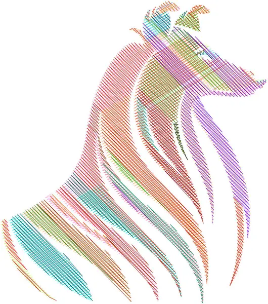 Uzun saçlı bir Collie 'nin detaylı çizimi, evcil hayvan temalı tasarımlar, çocuk kitapları veya neşeli markalaşma projeleri için mükemmel..