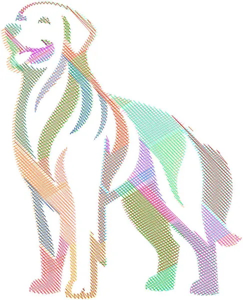 Bir Golden Retriever tasviri, neşeli ve sadık doğasını yansıtıyor, aile dostu tasarımlar veya evcil hayvan temalı projeler için mükemmel..