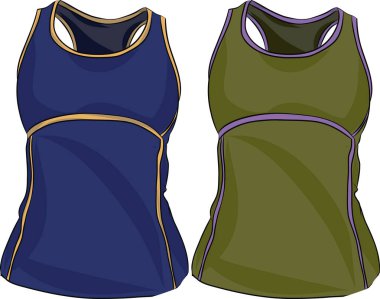 Kadınlar için iki kolsuz atletik bluz, fitness, günlük kıyafet veya moda teması için ideal.
