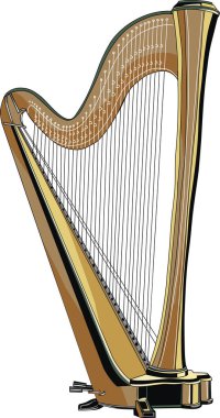 Klasik ve halk müziği temaları için ideal, ince telli geleneksel ahşap arp..