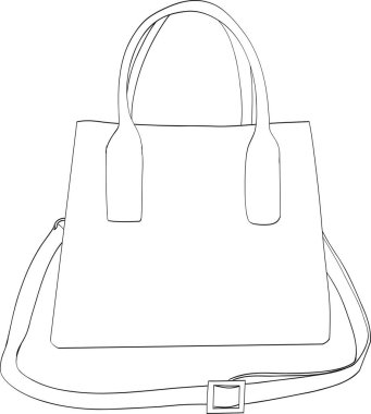 Moda ve aksesuar temalar için ideal tutacakları ve omuz askısı olan şık bir el çantası çizimi..