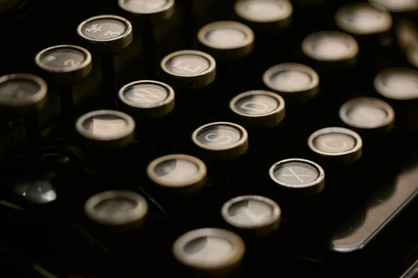 Vintage Typewriter Keys Closeup Vintage Typewriter Shallow Depth Field — Stock Photo, Image