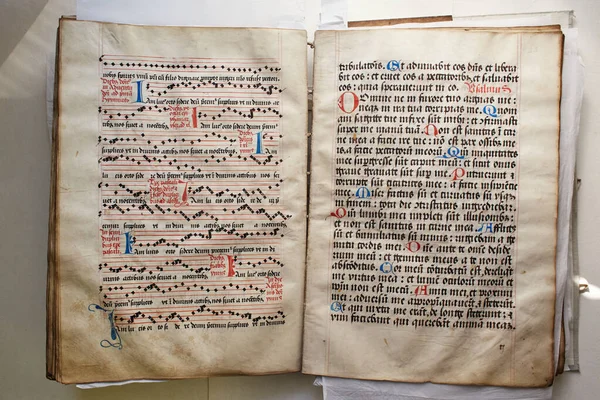Lviv Ukraine April 2020 Medieval Monastic Manuscript Sheet Music Monastic — Fotografia de Stock
