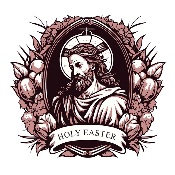 Dessin Vectoriel Pour Pâques Sainte Jésus Dans Cadre Pour Saint — Image vectorielle