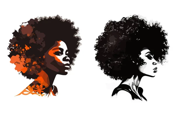 Chica Afroamericana Con Exuberante Peinado Africano Para Diseño Pegatina — Archivo Imágenes Vectoriales