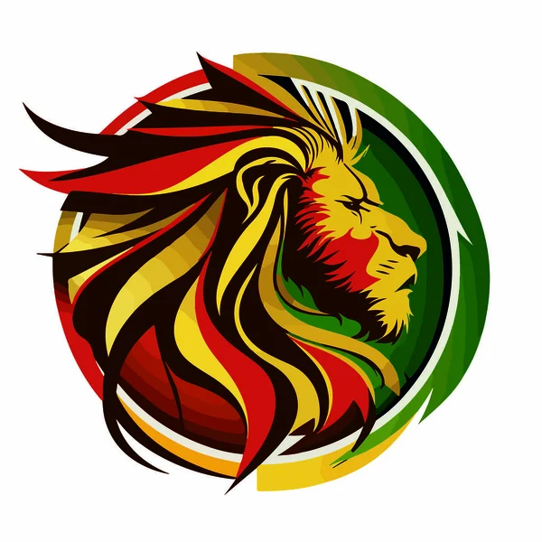 Multicolore Logo Tête Lion Dessin Isolé Sur Fond Blanc — Image vectorielle