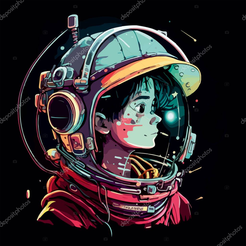 Casco Astronauta, Ilustración De Dibujo Vectorial a Mano En Fondo Oscuro  Ilustración del Vector - Ilustración de juego, creativo: 175423822