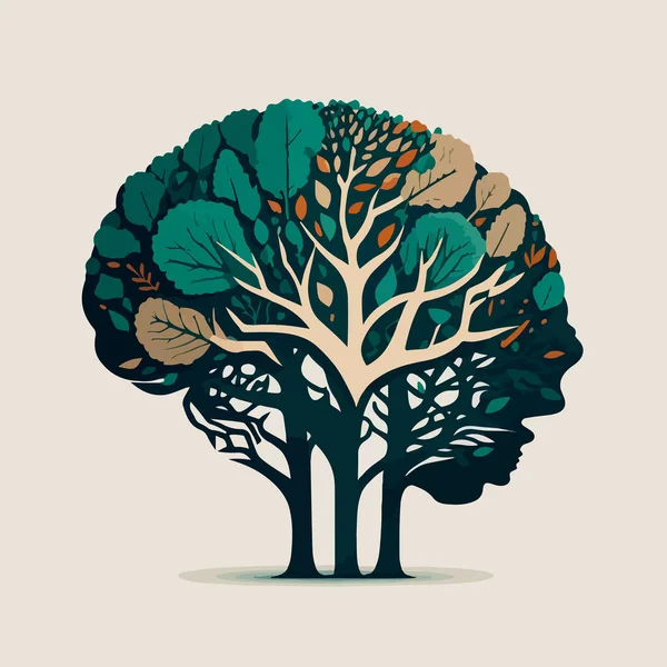 Силуэт Цветных Деревьев Листьями Ровном Фоне Вашего Дизайна Логотипа — стоковый вектор