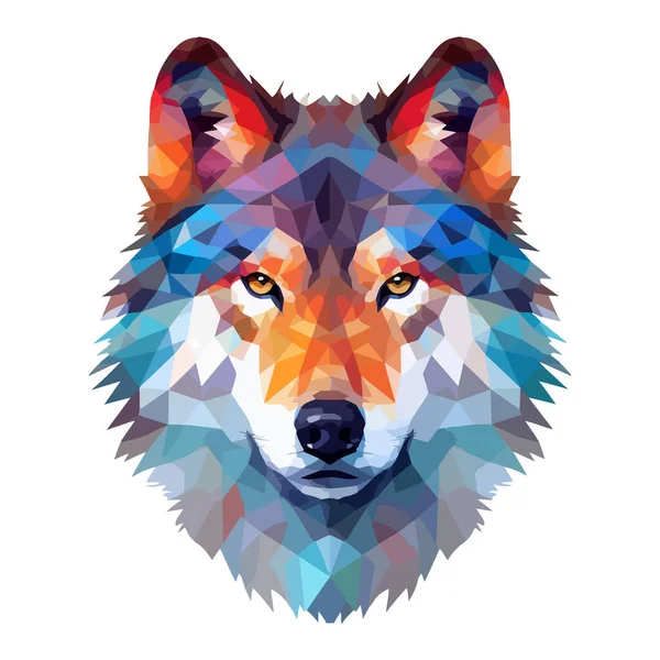 富有创意的 五彩斑斓的狼首图画 为了你的设计 — 图库矢量图片