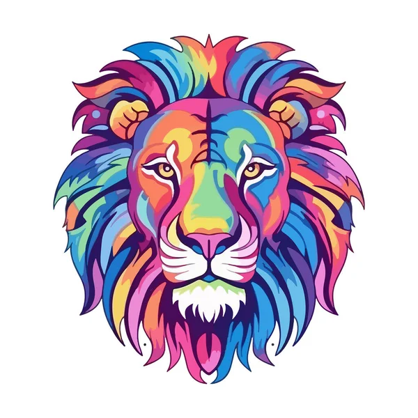 白い背景にライオンの頭の色 デザインのために — ストックベクタ
