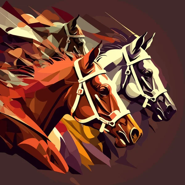 Конный Спорт Рисунок Лошади Стремятся Победе Вашего Дизайна — стоковый вектор