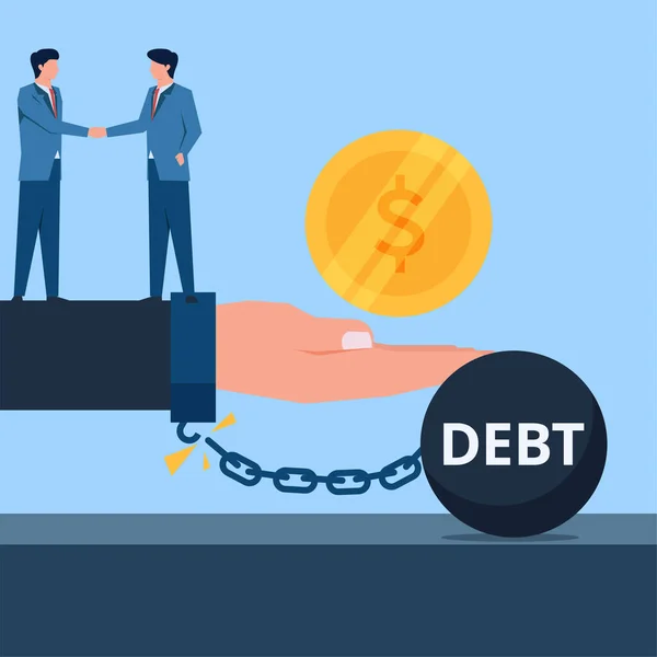 Business Man Handshake Paying Debt Business Flat Vector Concept Illustration — Stock Vector