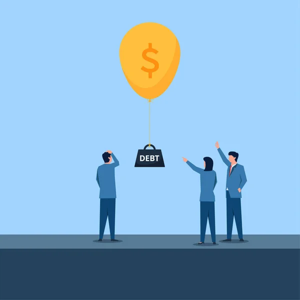 Balão Dinheiro Retira Dívida Aos Empresários Ilustração Conceito Vetor Plano — Vetor de Stock