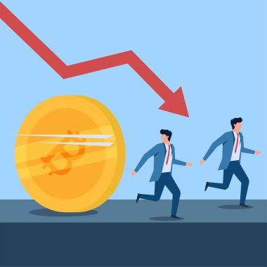 Şifreli para yüzünden kaçan iki işadamı onları kovalıyor. İş düz vektör çizimi.